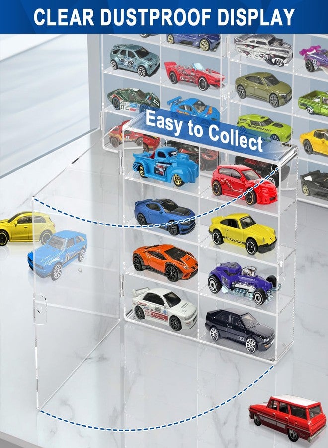 علبة عرض سيارات ألعاب CHONOVO بمقياس 1/64، مناسبة لسيارات Matchbox و Hot Wheels، تتسع لـ 32 سيارة ألعاب، علبة تخزين، منظم، صندوق عرض جداري، علبة شفافة، حامل، رف، 6.5 × 7.5 × 1.6 بوصة، عبوة من 4 قطع - Image 3